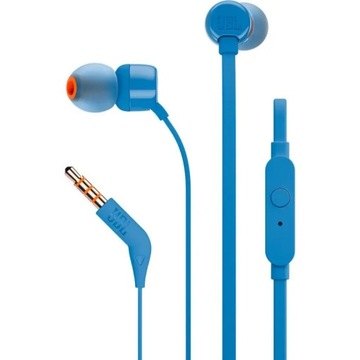 SŁUCHAWKI JBL T110 DOUSZNE Z MIKROFONEM NIEBIESKIE