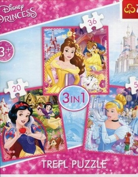 Puzzle 106 el TREFL PUZZLE KSIĘŻNICZKI DISNEY 3w1 106 EL 34833