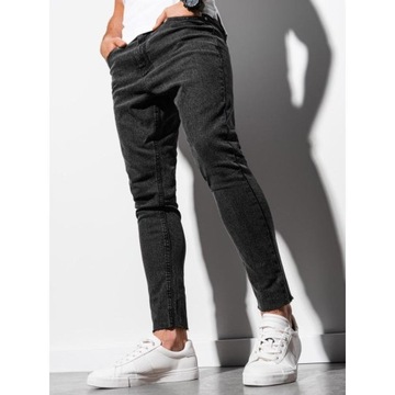 Męskie jeansowe spodnie marmurkowe SLIM FIT czarne V3 OM-PADP-0146 XXL