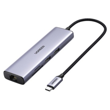 UGREEN HUB USB -C Адаптер - 2x USB HDMI 4K 60 Гц SD и TF USB C RJ45 Ethernet