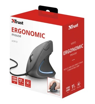 Trust Verto Ergonomiczna Mysz przewodowa USB 1,5m 1600 DPI LED