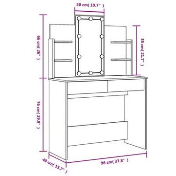 Туалетный столик VidaXL оттенки серого 1 х 1 х 1см