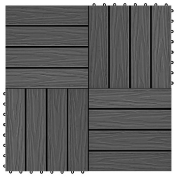 Рельефная террасная плитка, ДПК, 11 шт., 30х30 см, 1 м², черная