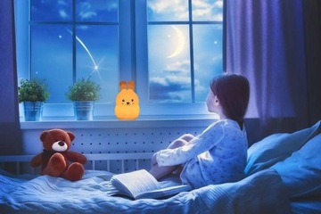 СВЕТОДИОДНЫЙ НОЧНИК ДЛЯ ДЕТЕЙ КРОЛИК, СИЛИКОН, ЦВЕТНОЙ RGB ПУЛЬТ