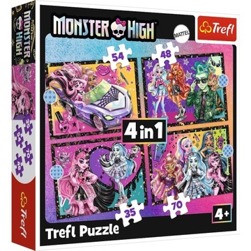 Puzzle Trefl 4w1 Monster High - Elektryzujący dzień Monster High 34655