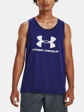 KOSZULKA MĘSKA UNDER ARMOUR BEZRĘKAWNIK SPORTOWY LETNI BAWEŁNA 1329589-468