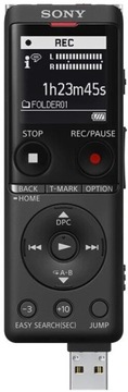 Цифровой диктофон Sony ICD-UX570 с черным ЖК-дисплеем, воспроизведение MP3