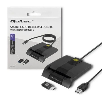 Устройство считывания чип-карт Qoltec Intelligent ID SCR-0634 | USB тип С