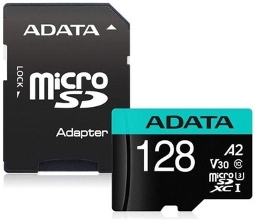 Карта памяти A-DATA microSD 128 ГБ + адаптер