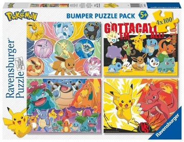 Пазл Ravensburger Pokémon, 400 деталей. Пазл Ravensburger Pokémon 4x100.