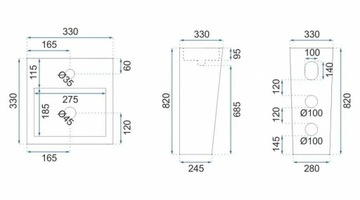 Отдельностоящая керамическая раковина KAMILA WHITE