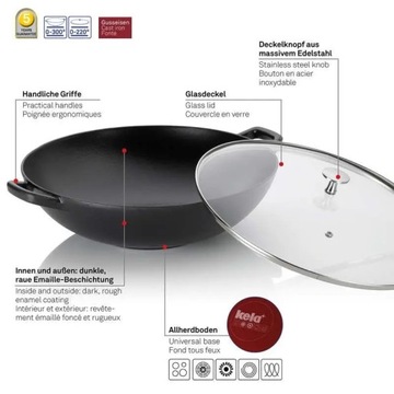 Kela Calido чугунный вок 36 x 10 см эмалированный 4л