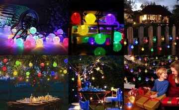 СОЛНЕЧНАЯ САДОВАЯ ГИРЛЯНДИЯ ЛАМПЫ ЦВЕТНЫЕ ШАРЫ 20 МНОГОЦВЕТНЫХ СВЕТОДИОДОВ