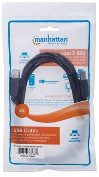 MANHATTAN 306218 Manhattan Кабель USB 2.0 A-B M/M 1 м, черный