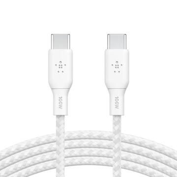 Кабель Belkin Boost USB-C — USB-C PD, прочная оплетка, USB 2.0/5A/100 Вт/3 м