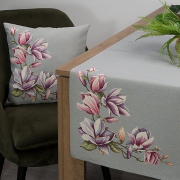 Настольная дорожка 40х100, гобелен, серые цветы