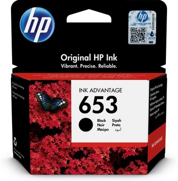 Оригинальные чернила HP 653, черные 3YM75AE