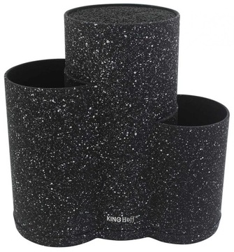 Подставка из серого мрамора 3в1 для ножей и кухонной утвари