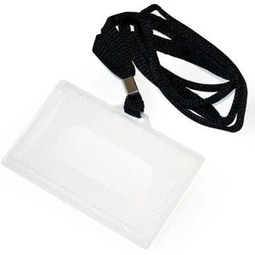 IDENTYFIKATOR z taśmą CZARNĄ, Holder Argo, ETUI, Z SZTYWNEGO PLEXI 56x90 mm