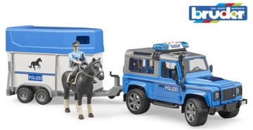 Bruder 02588 Police Land Rover Defender с прицепом для перевозки лошадей + ФИГУРКИ