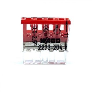 БЫСТРОСОЕДИНИТЕЛЬ WAGO ДЛЯ ПРОВОДА 4x0,5-2,5 мм² 100 шт.