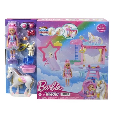 LALKA BARBIE CHELSEA I JEJ PEGAZ SZCZYPTA MAGII