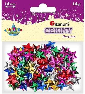 Cekiny Titanum gwiazdki 15mm 14g mix kolorów