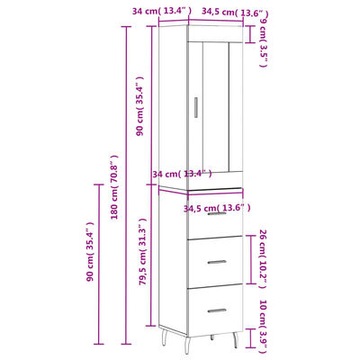 VidaXL оттенки серого 34 х 34,5 х 180 см
