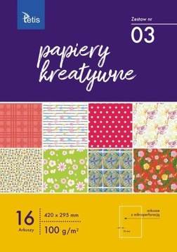 Papier kolorowy A3 Tetis 16 arkuszy 100 g/m²
