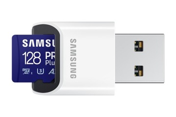 SAMSUNG 128 ГБ, Карта MicroSD PRO Plus с адаптером SD, синий | Samsung