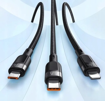 DURABLE 3IN1 MCDODO USB-A/USB-C МИКРОУСБ-КАБЕЛЬ LIGHTNING 1,2 М (ЧЕРНЫЙ)