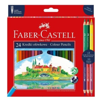 Кольорові олівці Faber-Castell 24 шт. Замок + 3 олівці Двосторонні у подарунок