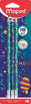 Maped Pixel Олівець HB з гумкою 6 шт. - трикутний, ергономічний