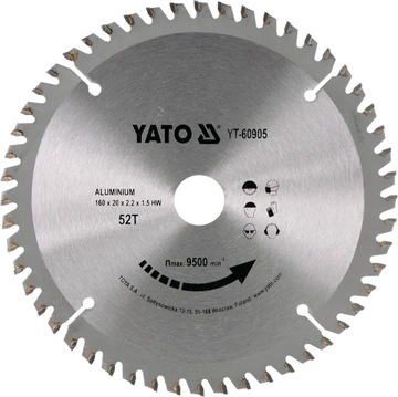 TARCZA WIDIOWA DO ALUMINIUM 160X52TX20MM YT-60905