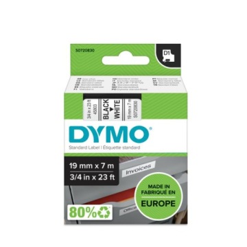 Лента DYMO D1 19мм х 7м белый/черный принт 45803 S0720830