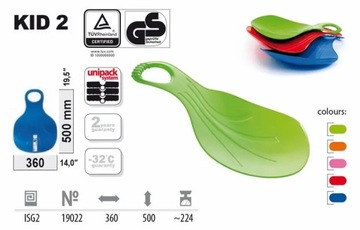 Санки пластиковые Prosperplast Kid 2, синяя горка, дуполот