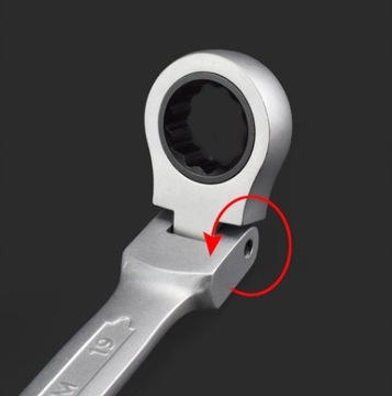 KLUCZ PŁASKO-OCZKOWY Z GRZECHOTKĄ ŁAMANY 14mm STAL SOLIDNY STALOWY