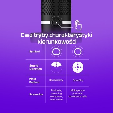 Mikrofon pojemnościowy biurkowy HyperX DuoCast LED Streaming PC PS5 PS4 MAC