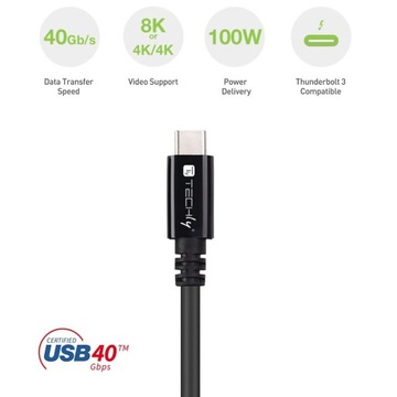 USB 4.0 Кабель USB-C — USB-C Thunderbolt 4 PD M/M, 80 см