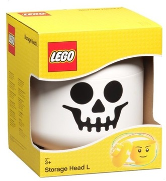 Pojemnik na LEGO duża głowa Szkieletor Biały