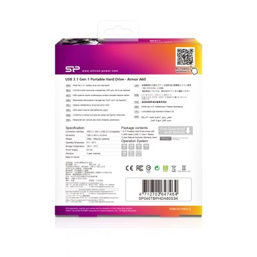 Внешний жесткий диск Silicon Power Armor A60 (4 ТБ; 2,5 дюйма; USB 3.2; 5400