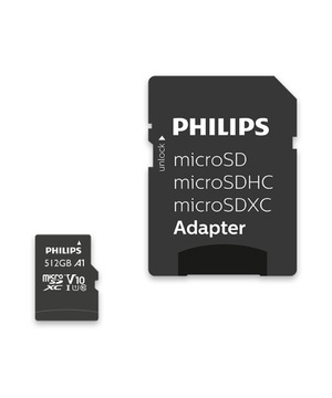 Карта памяти PHILIPS Class SDXC 512 ГБ + адаптер