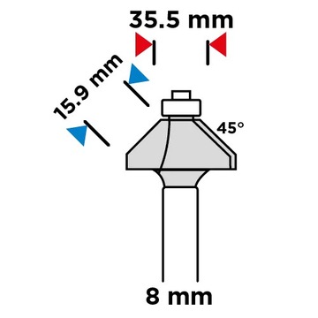 Frez kształtowy z łożyskiem 35.5x15.9 trzpień 8mm
