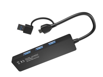 USB-концентратор Natec Mayfly 4xUSB 3.0, черный адаптер USB-C + USB-A
