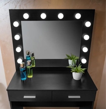 КОСМЕТИЧЕСКИЙ ТРУБОЧНЫЙ СТОЛИК ЗЕРКАЛО С ПОДСВЕТКОЙ 12 СВЕТОДИОДНЫХ ТАБУР