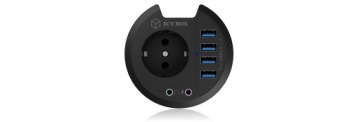Настольный концентратор, установленный на столешнице 80 мм, 4xUSB 3.0, аудиовход/выход, контакт 220 В
