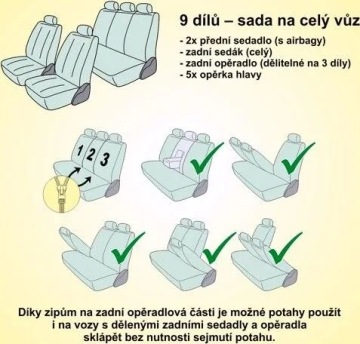 Jack I. Чехлы на сиденья с подушками безопасности, набор из 9 шт.