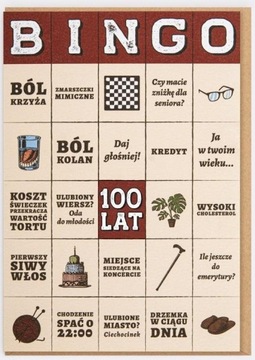 BINGO / 100 LAT! / kartka urodzinowa