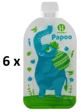 Многоразовые пакеты для еды Petite&Mars Papoo, 6 шт., слон