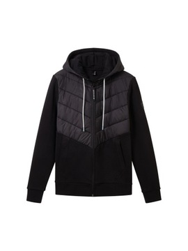 Kurtka Tom Tailor hooded fabric mix sweat jacket r. XXL Black